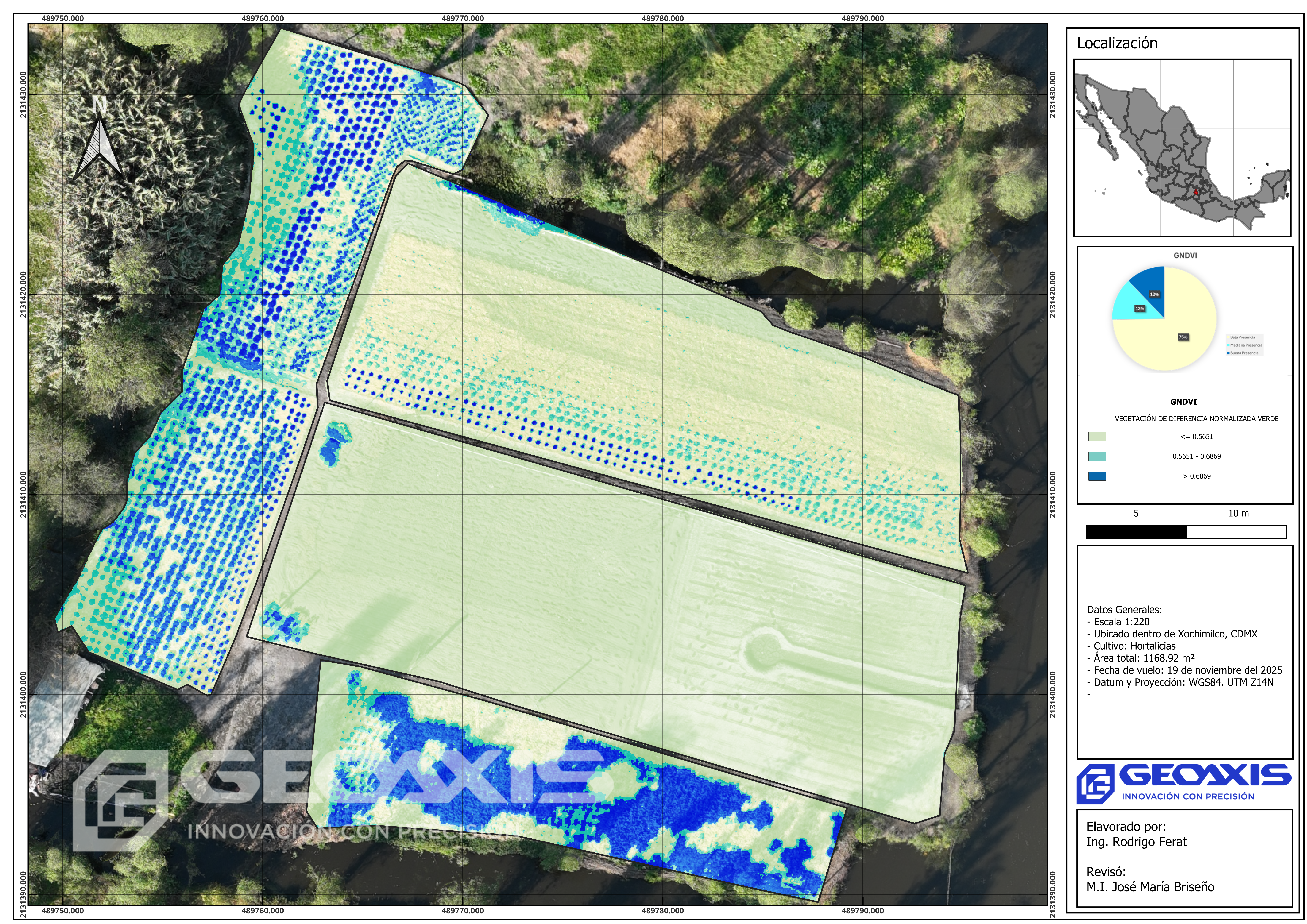 Mapa GNDVI Xochimilco Geoaxis